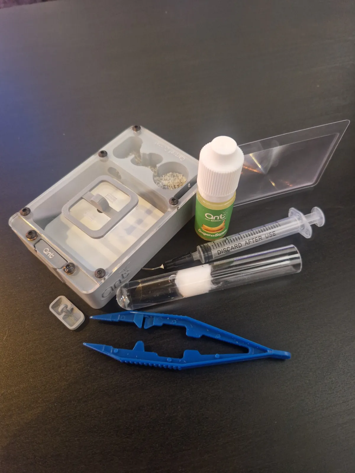 Tubing, connectors and the other parts in a starter kit.